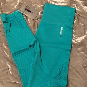 GYMSHARK ENERGY+ SEAMLESS LEGGINGS (AQUA - SMALL)